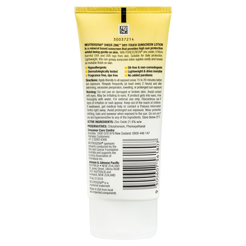 Kem chống nắng Neutrogena Sheer Zinc Body Dry-Touch SPF50 88ml | Sản phẩm Úc