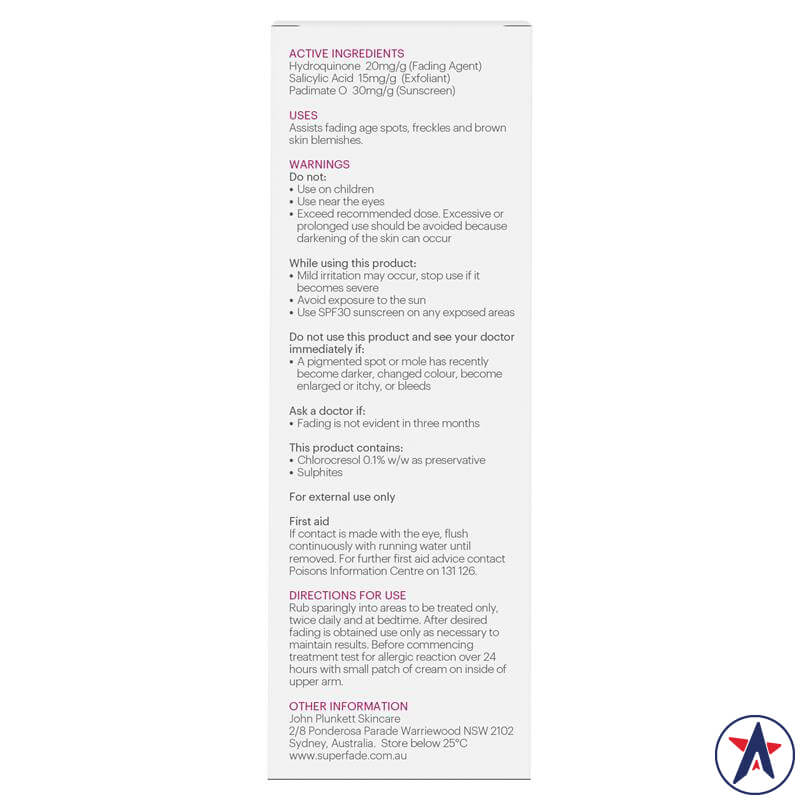 Kem trị nám John Plunkett's Superfade Face Treatment Cream