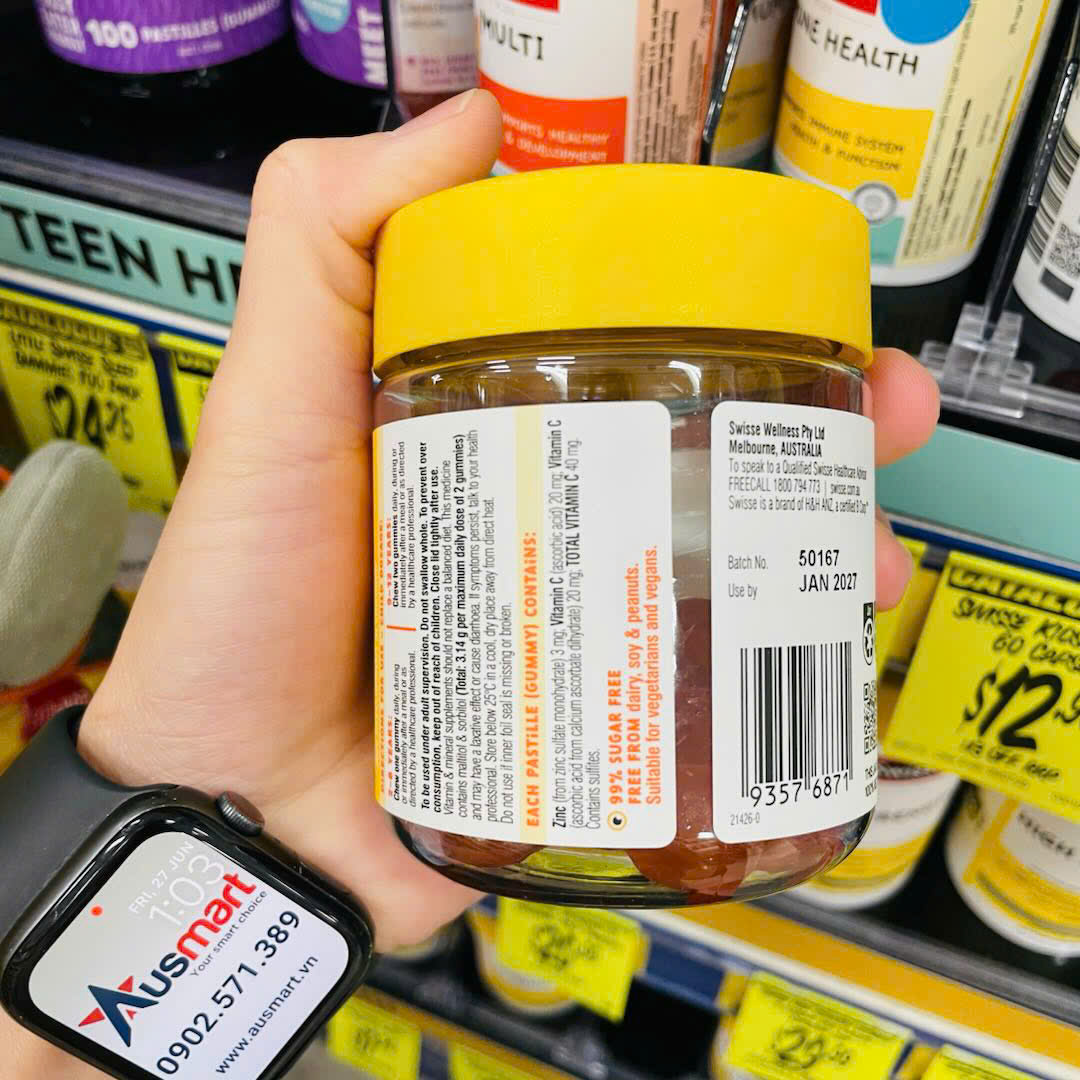 Kẹo dẻo tăng đề kháng cho bé Little Swisse Vitamin C + Zinc