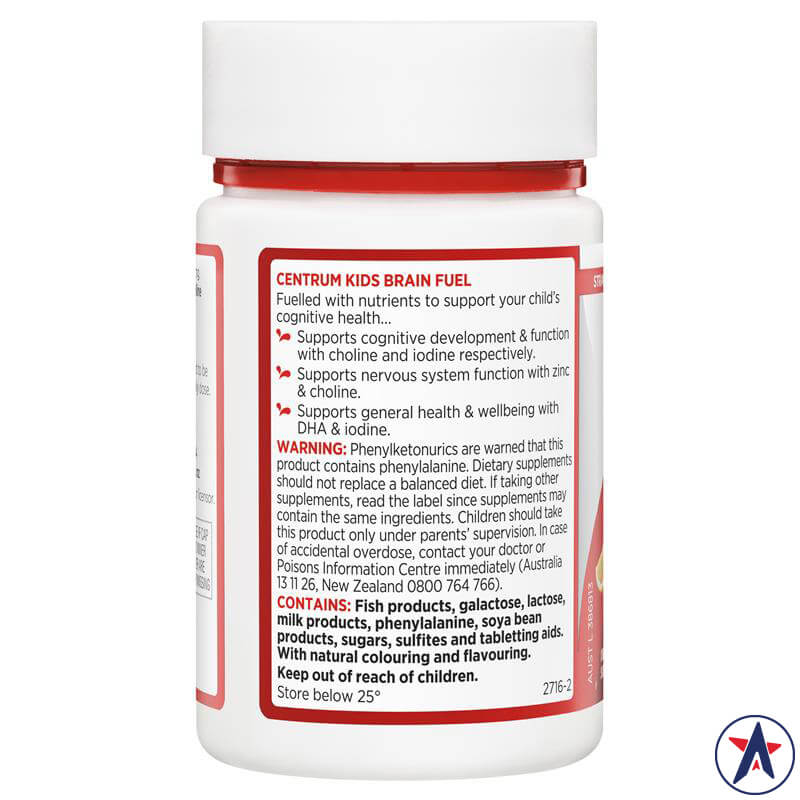 Kẹo bổ não cho bé Centrum Kids Brain Fuel 50 viên | Sản phẩm chính hãng Úc