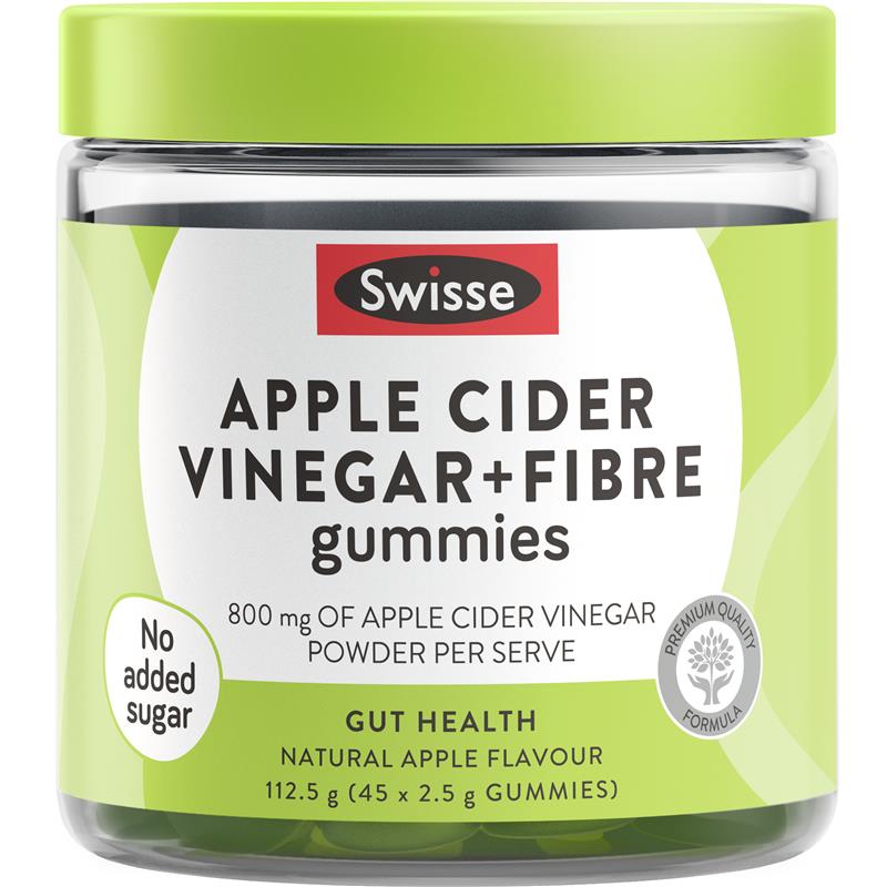 Kẹo giấm táo Swisse Apple Cider Vinegar & Fibre Gummies 45 viên | Hàng xách tay Úc chính hãng