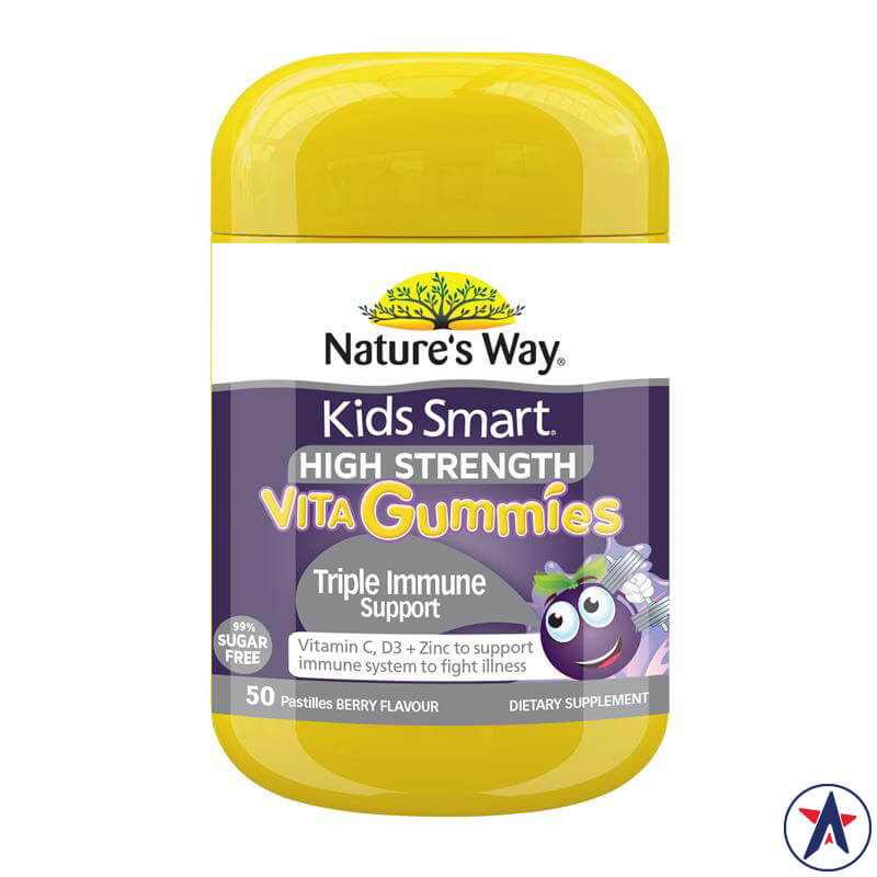 Kẹo dẻo tăng miễn dịch Nature's Way Kids Smart Triple Immune Support 50 viên | Nhập khẩu chính hãng từ Úc
