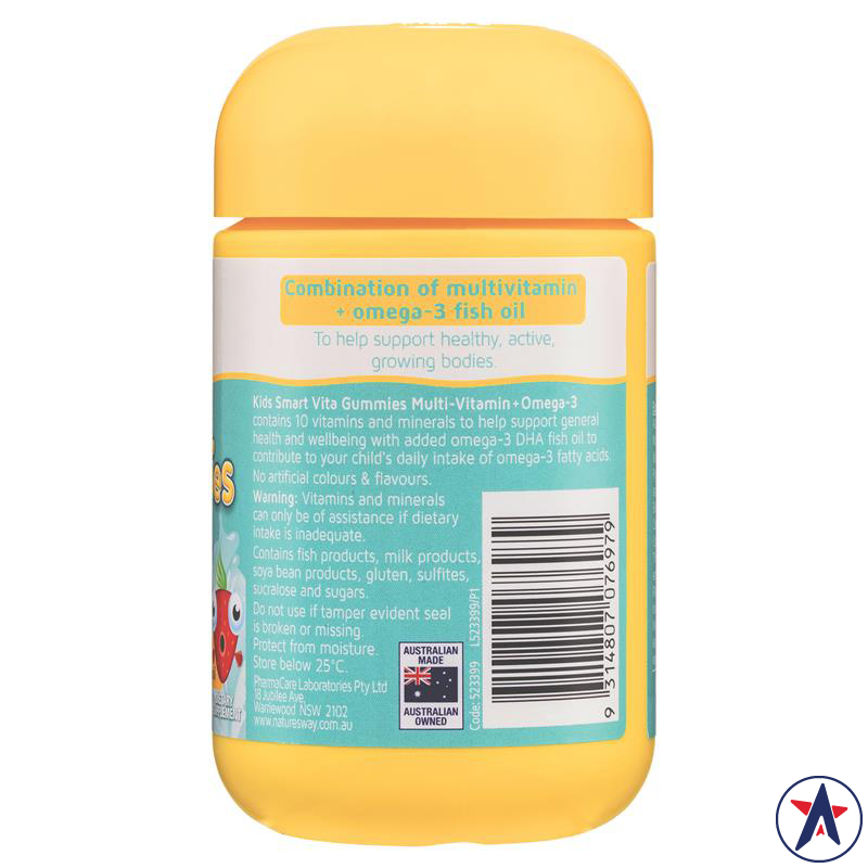 Kẹo Multi-Vitamin + Omega 3 Nature's Way Kids Smart Vita Gummies 50 viên