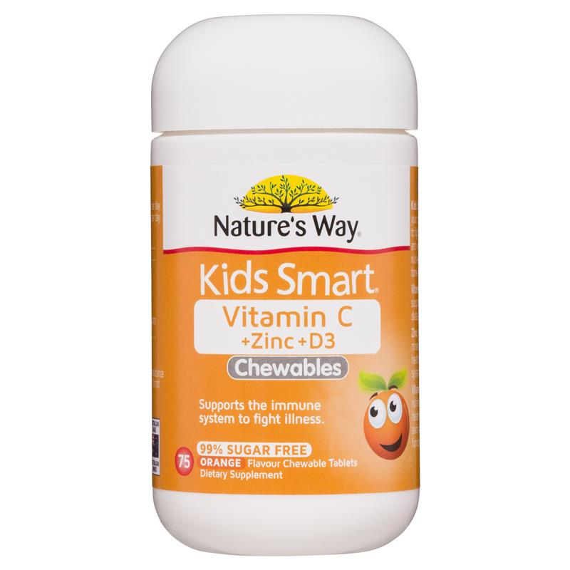 Nature's Way Vitamin C + Zinc + D3 Kids Smart Chewables 75 viên | Sản phẩm chất lượng từ Úc