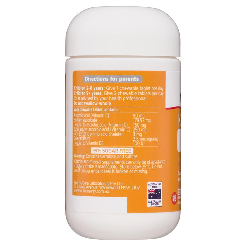 Nature's Way Vitamin C + Zinc + D3 Kids Smart Chewables 75 viên