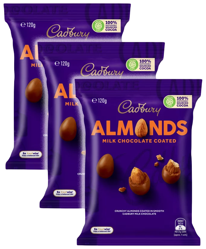 Kẹo Socola hạnh nhân Cadbury Milk Chocolate Coated Almond 120g | Thương hiệu Úc chính hãng