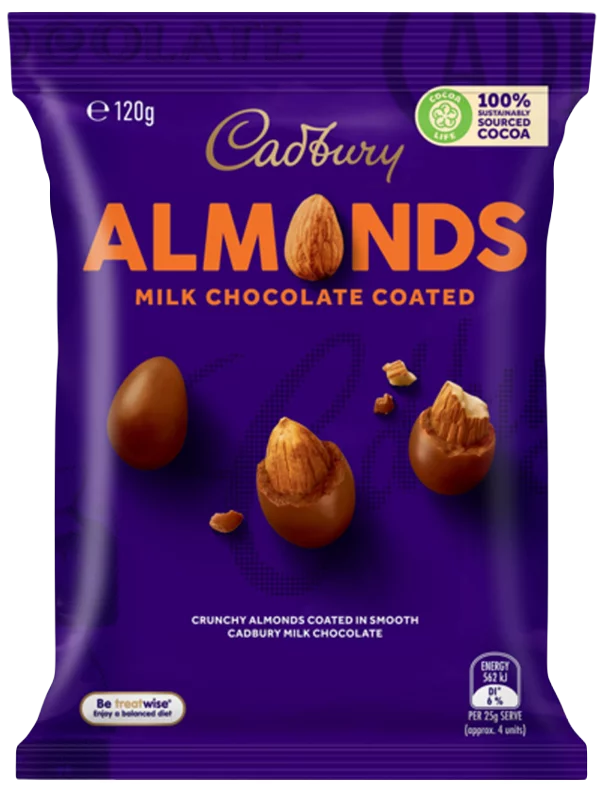 Kẹo Socola hạnh nhân Cadbury Milk Chocolate Coated Almond 120g | Sản phẩm Úc chất lượng