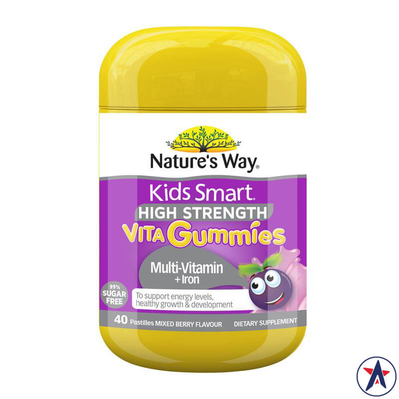 Kẹo vitamin + sắt Nature's Way Kids Smart High Strength Multi + Iron 40 viên | Hàng xách tay Úc chính hãng