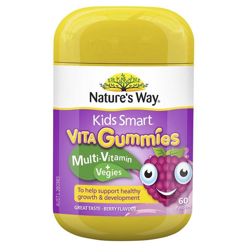 Nature's Way Multi Vitamin Vegies Kids Smart Vita Gummies 60 viên | Sản phẩm chính hãng Úc