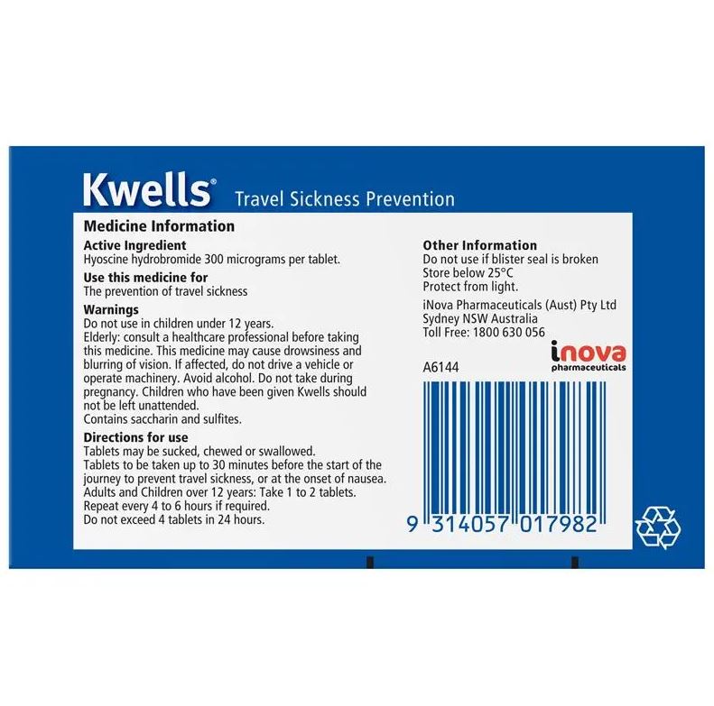 Viên nhai phòng và chống say xe Kwells Travel Sickness 12 Chewable