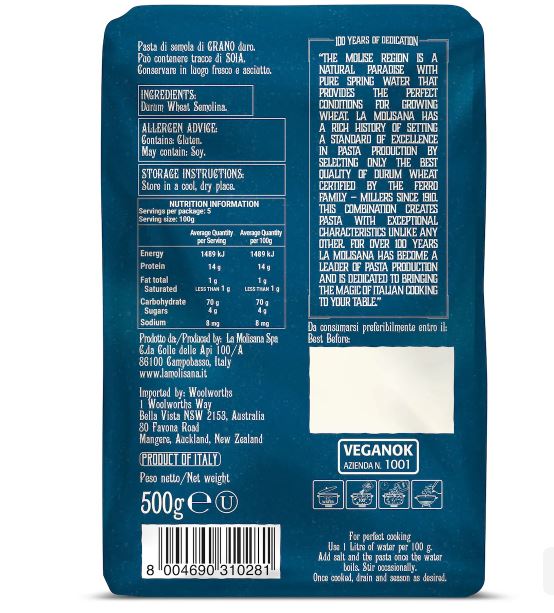 Mì ống La Molisana Extra Di Lusso 28 Fusilli