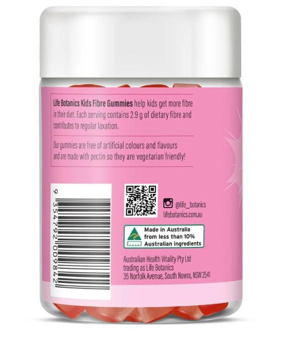 Kẹo dẻo chất xơ hỗ trợ tiêu hóa và nhu động ruột cho trẻ Life Botanics Kids Fibre Gummies