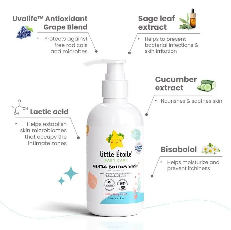 Sữa rửa vùng kín & mông dịu nhẹ cho bé từ 2 tuổi Little Etoile Gentle Bottom Wash for Delicate Skin (2+ Years)