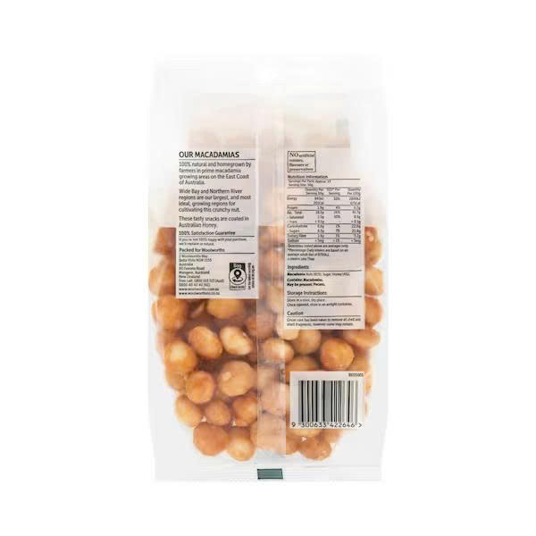 Hạt mắc ca mật ong Woolworths Macadamias Honey