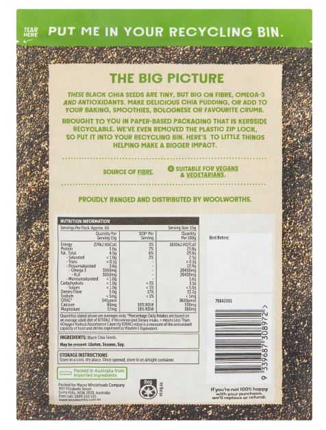 Hạt chia đen của Úc Macro Black Chia Seeds