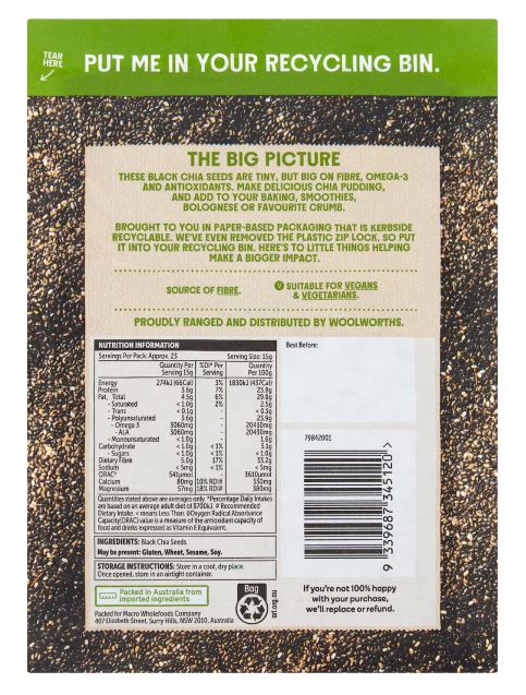 Hạt chia đen của Úc Macro Black Chia Seeds