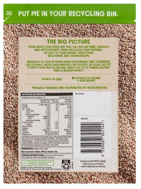 Hạt chia trắng Macro White Chia Seeds 350g