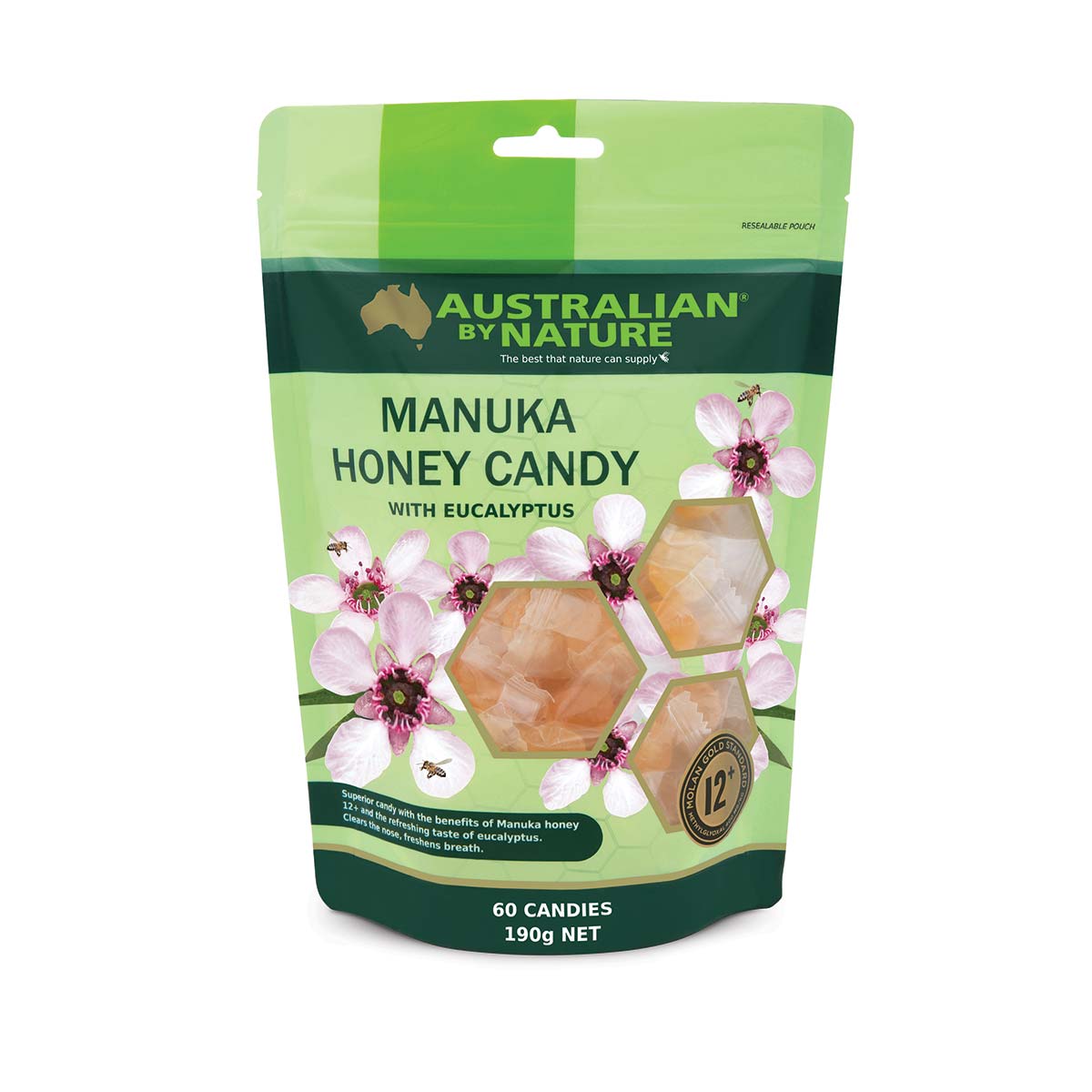 Kẹo mật ong Manuka với khuynh diệp Australian By Nature Manuka Honey Candy with Eucalyptus