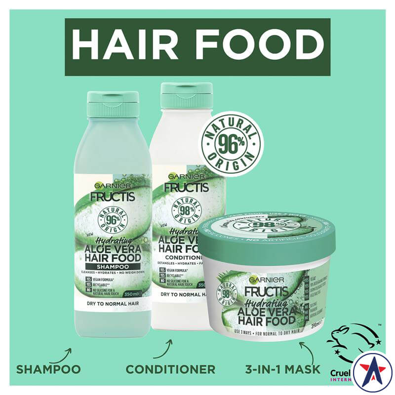 Mặt nạ dưỡng tóc 3 trong 1 chiết xuất đam Garnier Fructis Hair Food Hydrating Aloe Vera 390ml