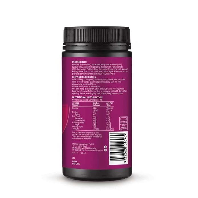 Bột siêu thực phẩm tăng năng lượng Melrose Essential Reds 120g
