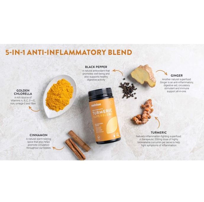 Bột nghệ giảm viêm hàm lượng cao Melrose High Strength Turmeric Superblend