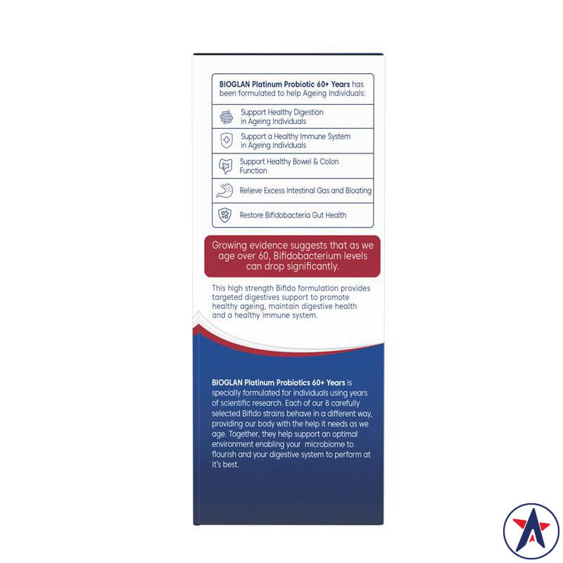 Men vi sinh cho người lớn tuổi Bioglan Platinum Probiotics 60+ Years 60 viên