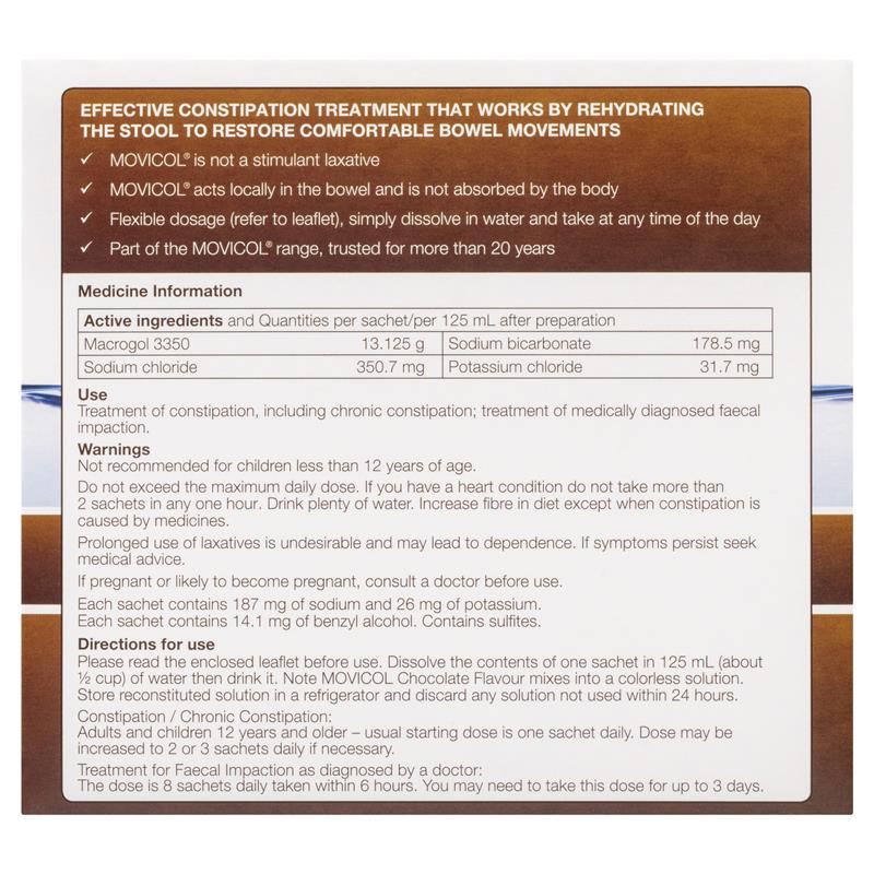 Hỗ trợ điều trị táo bón cho người lớn Movicol Adult Chocolate 30 gói