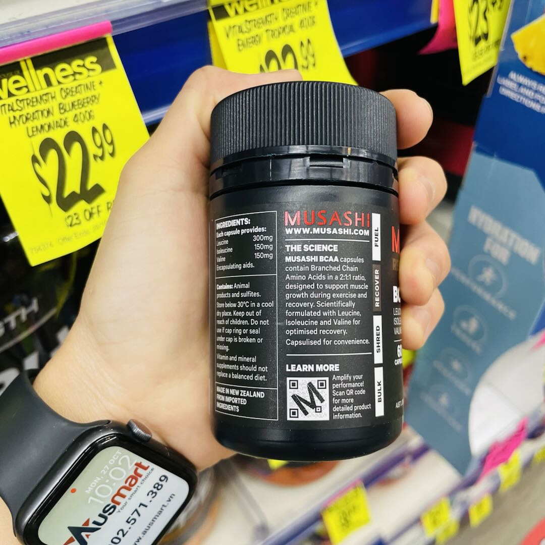 Viên uống phục hồi cơ bắp Musashi Muscle Recovery BCAAs