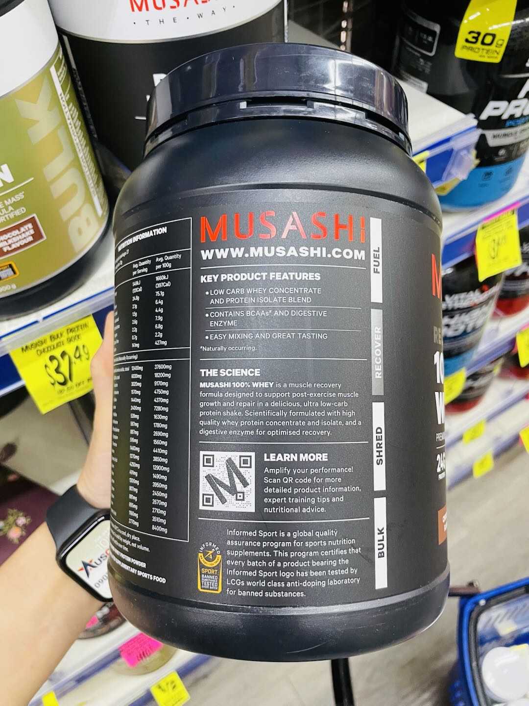 Bột Protein tăng cơ Musashi 100% Whey