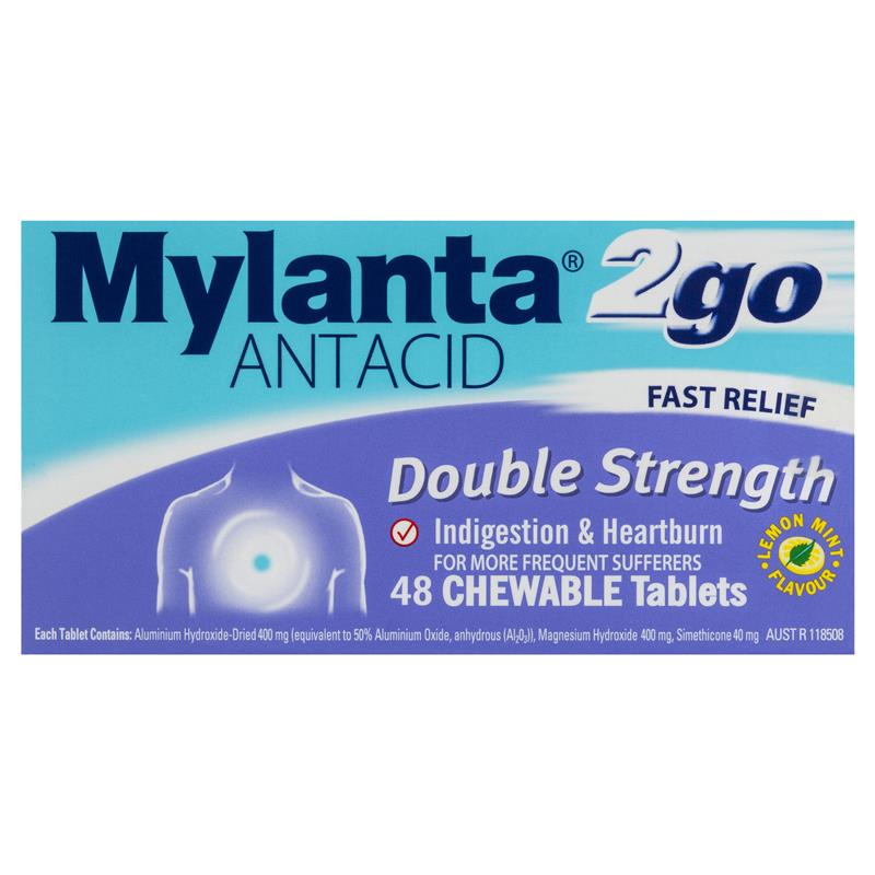 Giảm ợ nóng, khó tiêu liều cao Mylanta 2Go Antacid Double Strength Lemon Mint