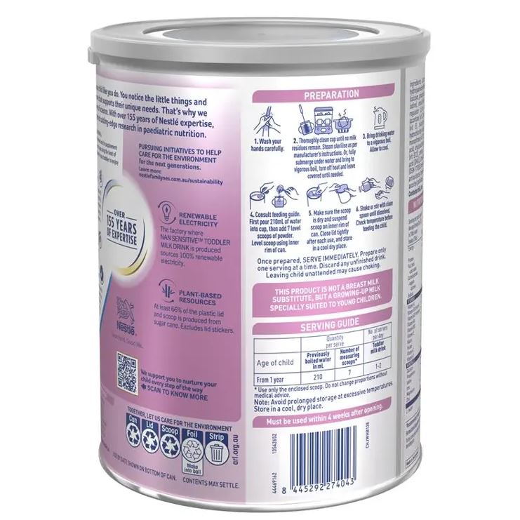 Sữa bột dinh dưỡng cho trẻ từ 1 tuổi NAN SENSITIVE Premium Toddler Milk Drink 1+ Years