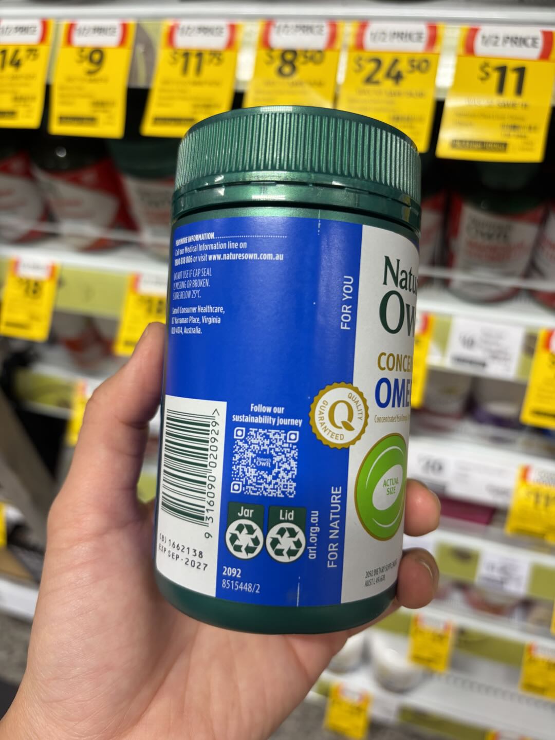 Dầu cá Nature's Own Concentrated Fish Oil Omega Mini 250 viên