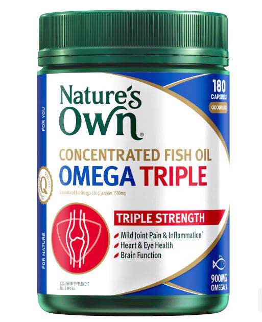 Dầu cá hàm lượng cao Nature's Own Concentrated Fish Oil Capsules Omega Triple 180 viên