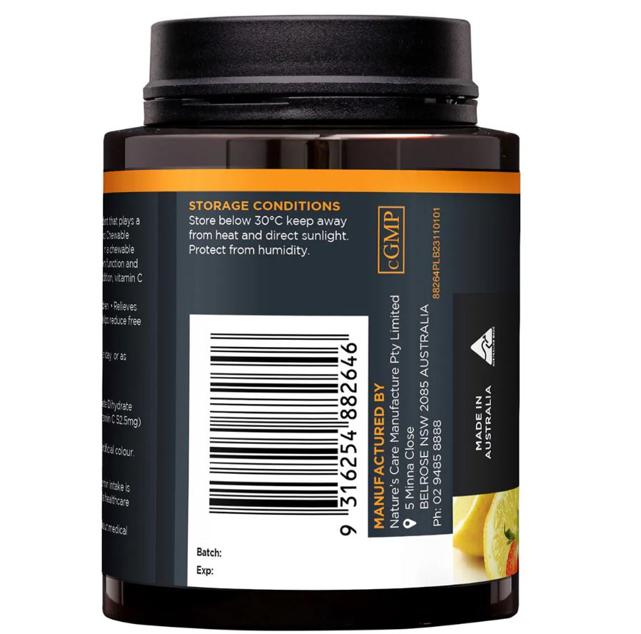Viên nhai bổ sung vitamin C cho trẻ em Nature’s Care Kids Chewable Vitamin C 60 viên