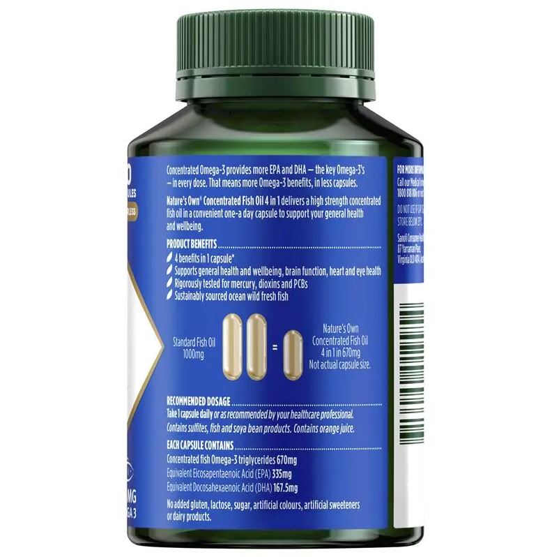 Dầu cá cô đặc Omega 3 Nature's Own Fish Oil 4 in 1 Concentrated