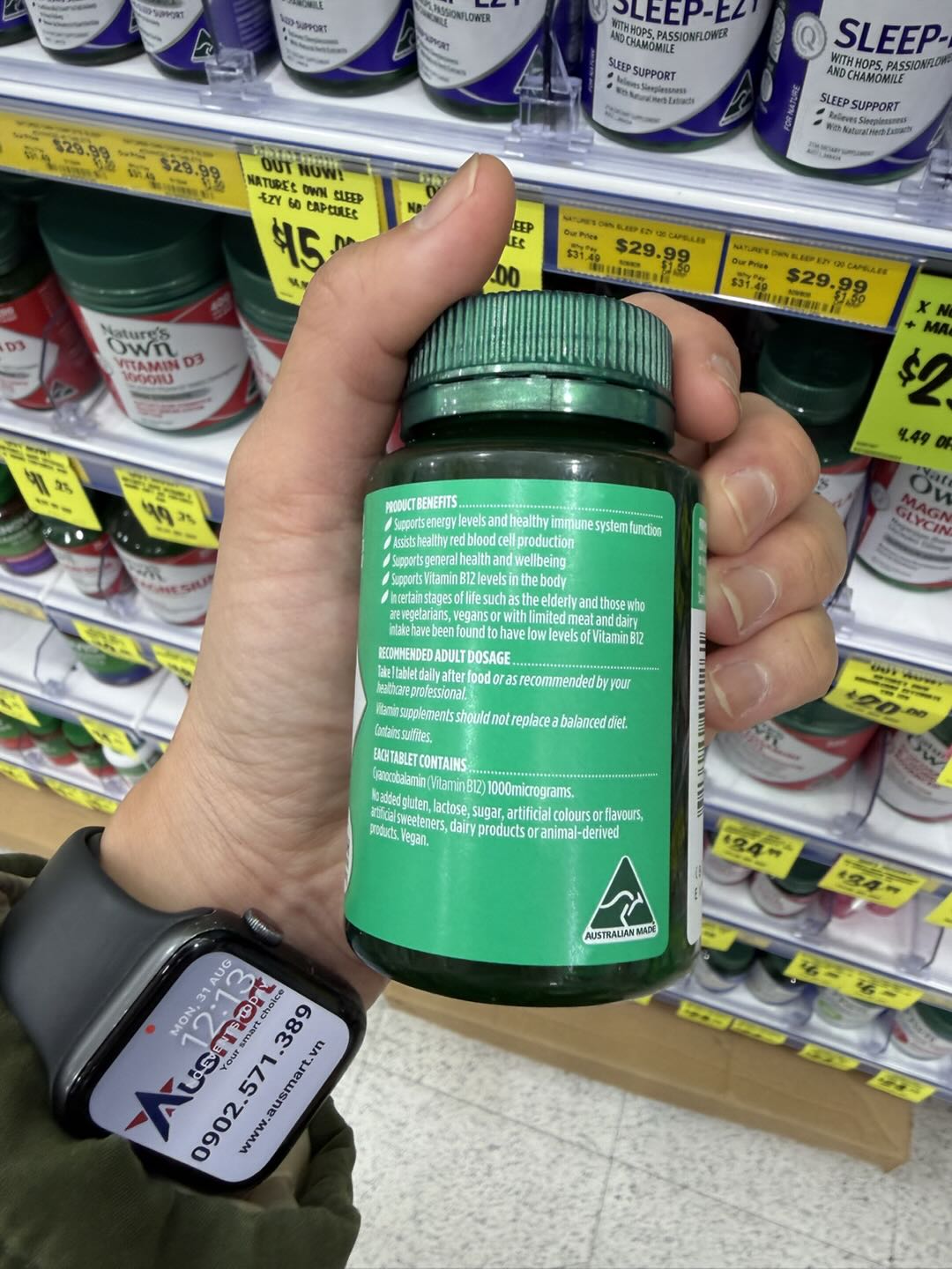 Viên uống bổ sung Vitamin B12 liều cao 1000mcg Nature's Own