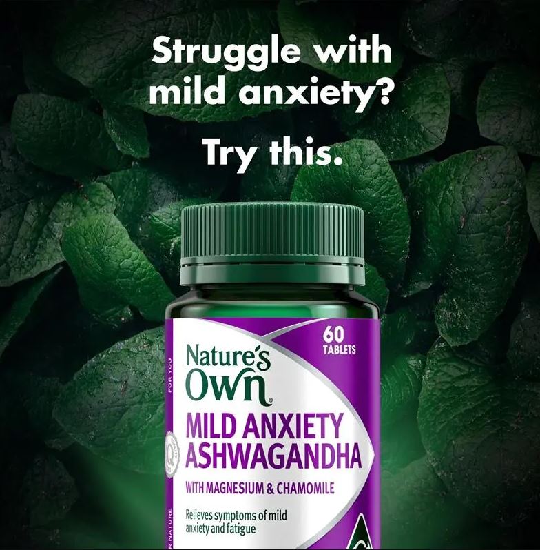 Viên uống giảm căng thẳng và thư giãn Nature's Own Mild Anxiety Ashwagandha 60 viên