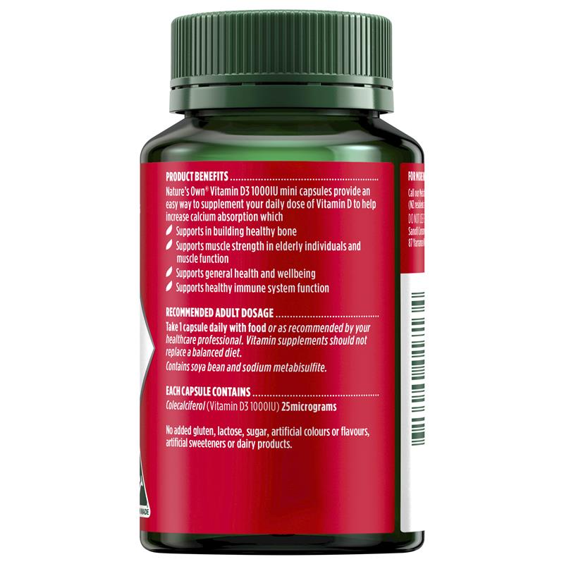 Viên bổ sung vitamin D3 Nature's Own 1000IU