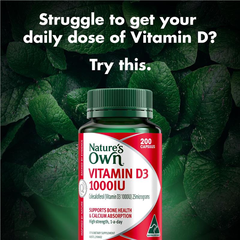Viên bổ sung vitamin D3 Nature's Own 1000IU