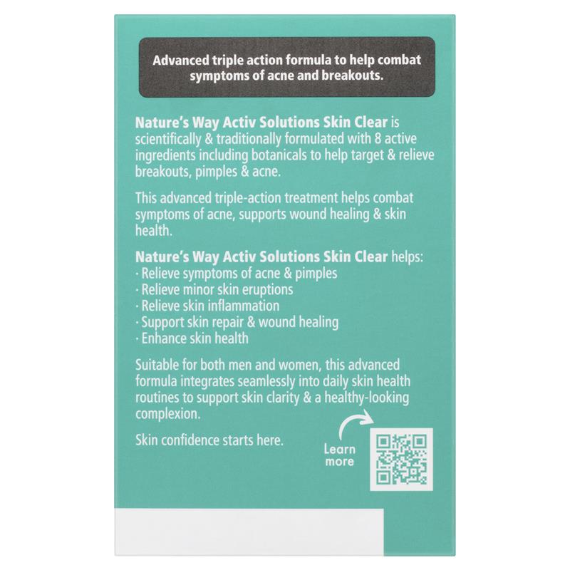 Viên uống hỗ trợ điều trị mụn Nature's Way Activ Solutions Skin Clear 60 viên