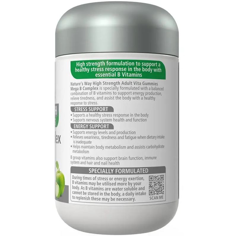 Kẹo dẻo vitamin B Nature's Way Adult Vita Gummies High Strength Mega B Complex 50 viên