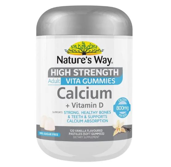 Kẹo dẻo bổ sung Canxi liều cao cho người lớn Nature's Way High Strength Calcium + Vitamin D 60 viên