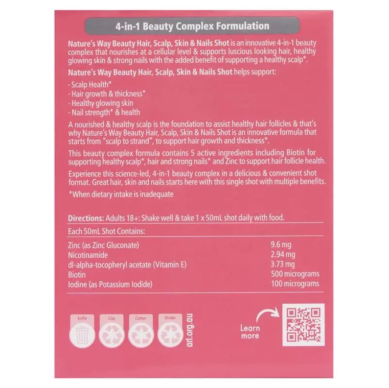 Natures Way Beauty Hair Scalp Skin & Nails Shots đẹp tóc, da & móng