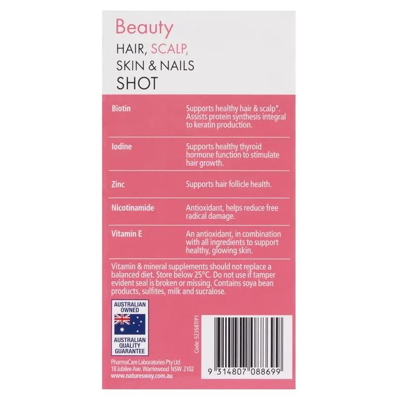 Natures Way Beauty Hair Scalp Skin & Nails Shots đẹp tóc, da & móng
