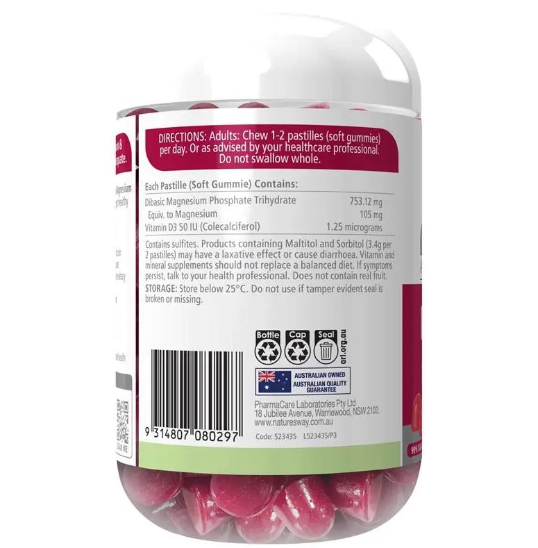 Kẹo dẻo bổ sung Magie Nature's Way Extra Strength Magnesium Gummies