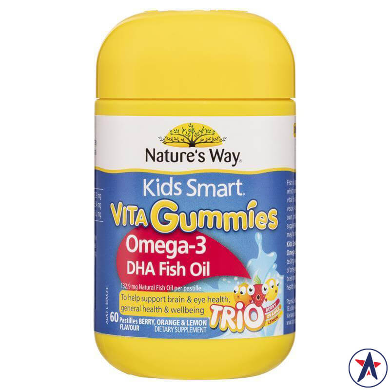 Nature's Way Kids Smart Omega 3 DHA Fish Oil Vita Gummies 60 viên | Sản phẩm Úc chính hãng