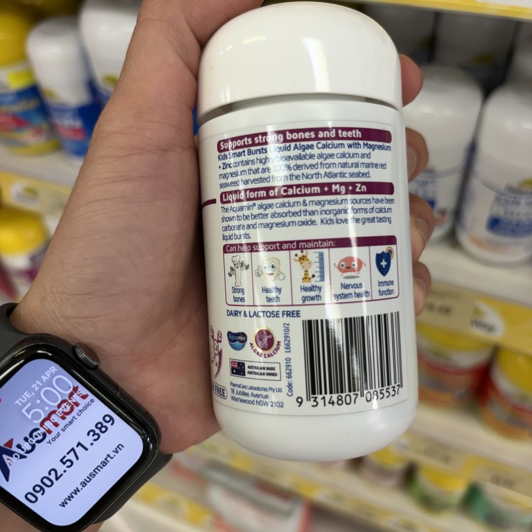 Viên uống bổ sung Canxi từ tảo biển Nature’s Way Liquid Algae Calcium With Magnesium + Zinc cho bé