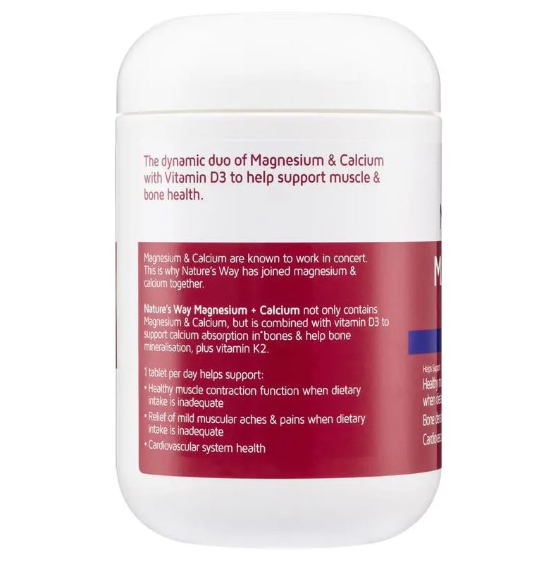 Viên uống bổ xương khớp & cơ bắp Nature's Way Magnesium Plus Calcium