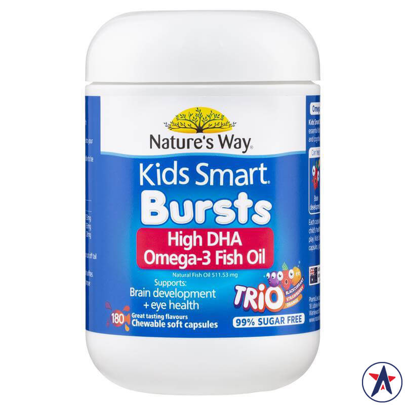 Nature's Way Omega-3 Fish Oil High DHA Kids Smart Bursts 180 viên | Chất lượng đảm bảo từ Úc