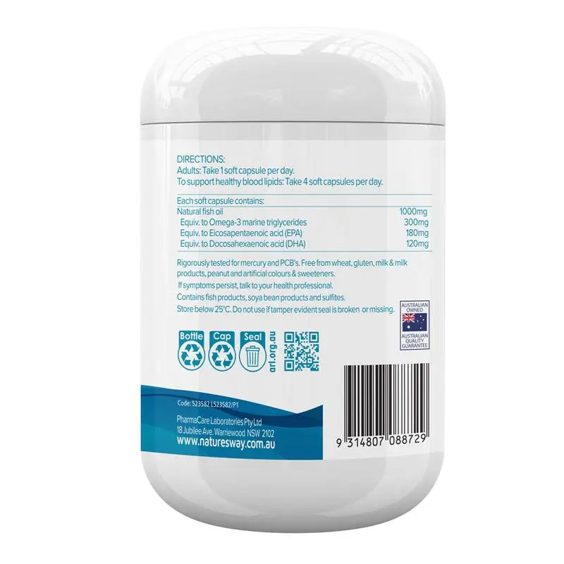 Dầu cá không mùi Nature's Way Wild Caught Odourless Fish Oil 1000mg